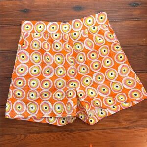 Romualda 100% cotton poplin bullseye print hi rise side zip shorts sz XS